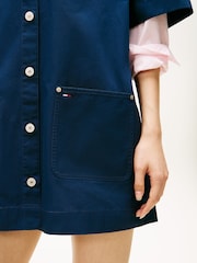 Tommy Jeans Blue Patch Pocket Mini Loose Shirt Dress - Image 3 of 5