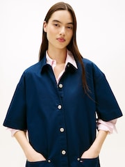 Tommy Jeans Blue Patch Pocket Mini Loose Shirt Dress - Image 4 of 5