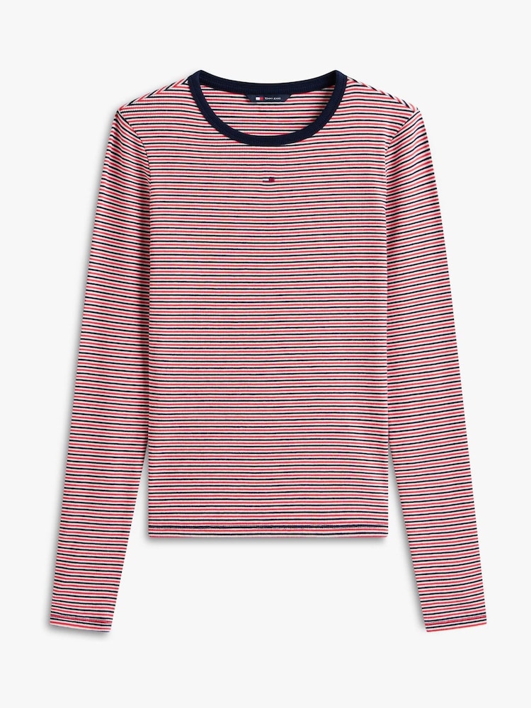 Tommy Jeans Slim Ribbed Long Sleeve T-Shirt - صورة 5 من 5 Tommy Jeans Slim Ribbed Long Sleeve T-Shirt - صورة 5 من 5