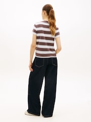 Tommy Jeans Brown Flag Embroidery Jersey T-Shirt - Image 2 of 5