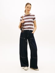 Tommy Jeans Brown Flag Embroidery Jersey T-Shirt - Image 3 of 5