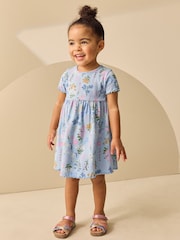 Blue Unicorn Short Sleeve Ribbed Dress (3mths-7yrs) - Image 1 of 7