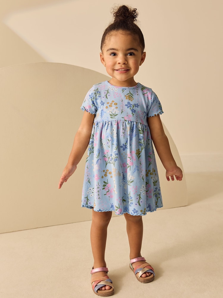 Blue Unicorn Short Sleeve Ribbed Dress (3mths-7yrs) - Image 2 of 7