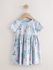 Blue Unicorn Short Sleeve Ribbed Dress (3mths-7yrs) - Image 4 of 7
