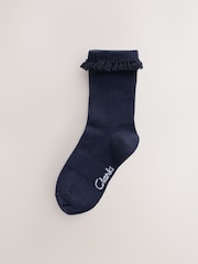 Clarks Navy Clarks Back To School Ribbed Frill Socks 5 Pack - Image 2 of 2