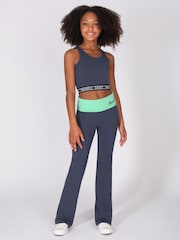 رمادي - بنطلون جيرسيه واسع بحزام خصر قابل للطي للبنات - صورة 2 من 5