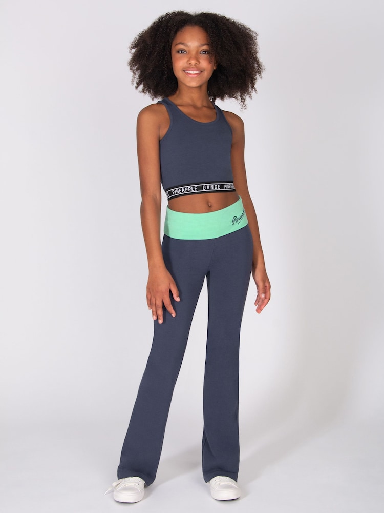 رمادي - بنطلون جيرسيه واسع بحزام خصر قابل للطي للبنات - صورة 2 من 5