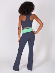 رمادي - بنطلون جيرسيه واسع بحزام خصر قابل للطي للبنات - صورة 5 من 5