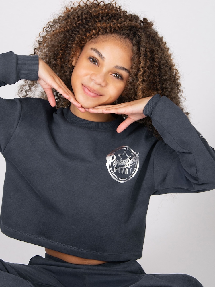 Pineapple Grey Girls Raw Edge Sweatshirt - Image 5 of 5 Pineapple Grey Girls Raw Edge Sweatshirt - Image 5 of 5
