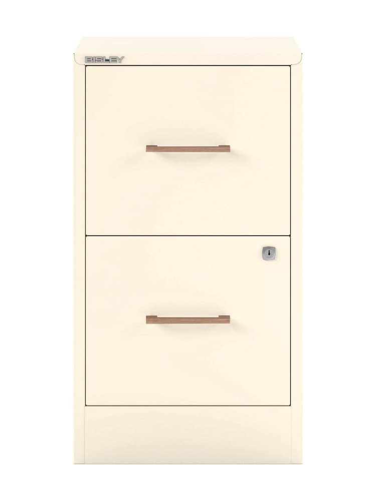 Bisley Chalk Home Filer Filing Cabinet with Oak 2 Door Handles - Image 2 of 3 Bisley Chalk Home Filer Filing Cabinet with Oak 2 Door Handles - Image 2 of 3