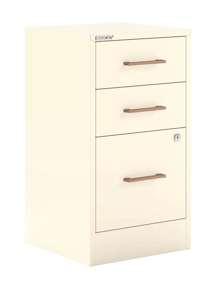 Bisley Chalk Home Filer Filing Cabinet with Oak 3 Door Handles - Image 3 of 3 Bisley Chalk Home Filer Filing Cabinet with Oak 3 Door Handles - Image 3 of 3