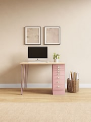 Bisley Palest Pink MultiDesk With Filing Cabinet Desktop - Image 1 of 2