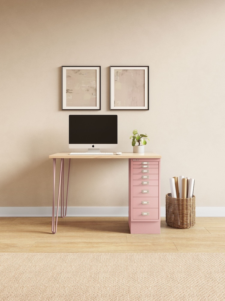 Bisley Palest Pink MultiDesk With Filing Cabinet Desktop - Image 1 of 2