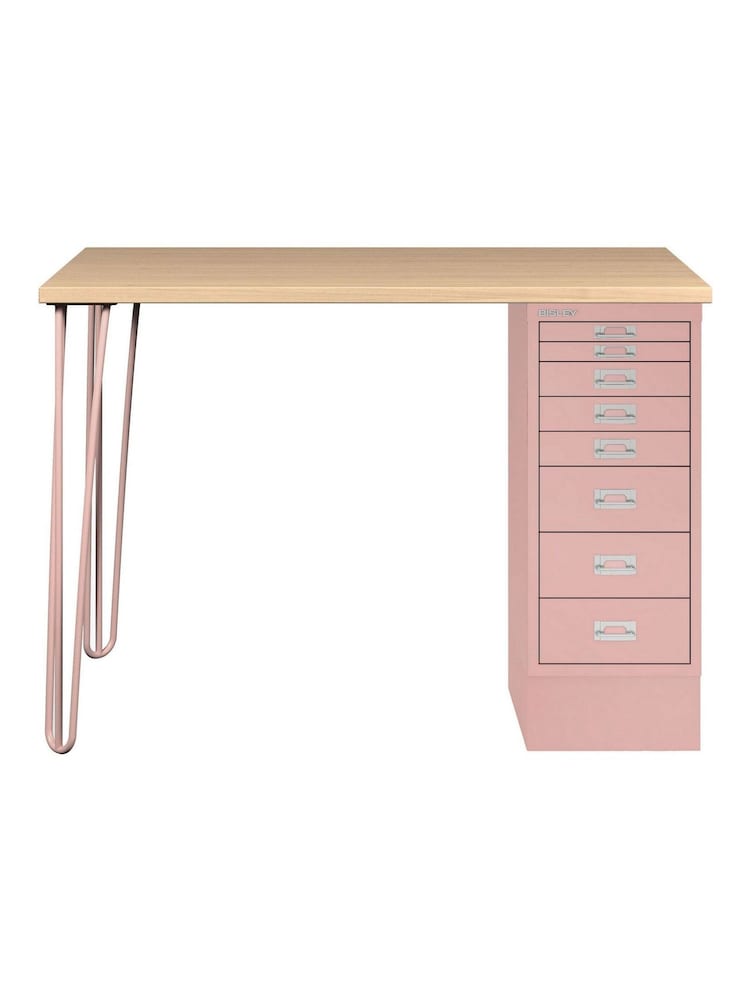 Bisley Palest Pink MultiDesk With Filing Cabinet Desktop - Image 2 of 2