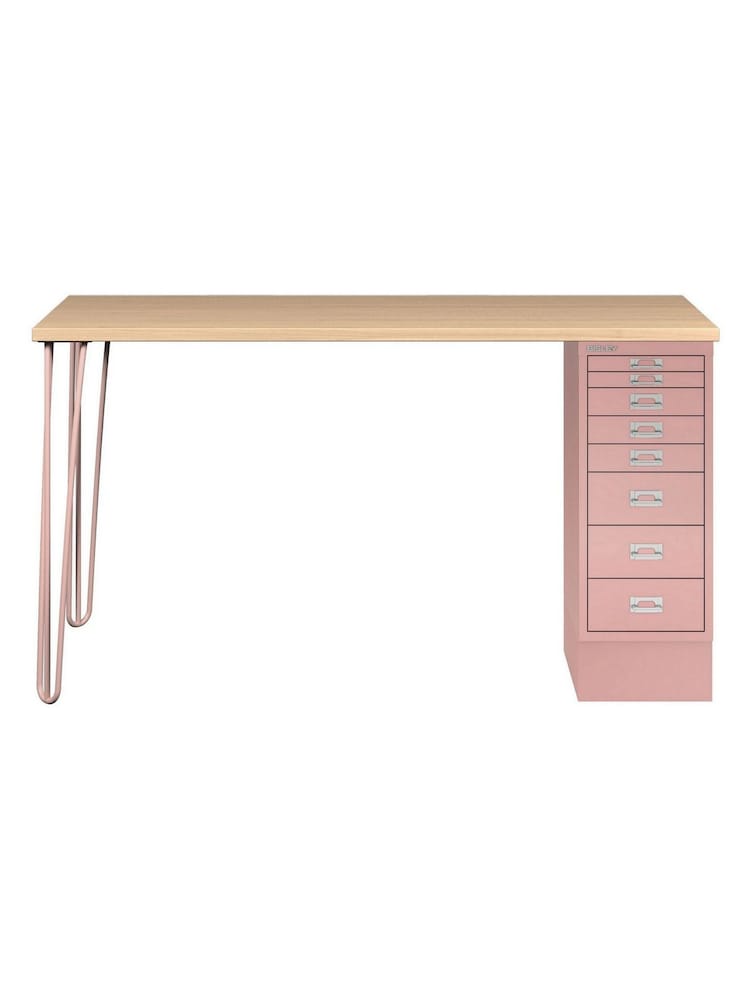 Bisley Palest Pink MultiDesk With Filing Cabinet Desktop - Image 2 of 2 Bisley Palest Pink MultiDesk With Filing Cabinet Desktop - Image 2 of 2