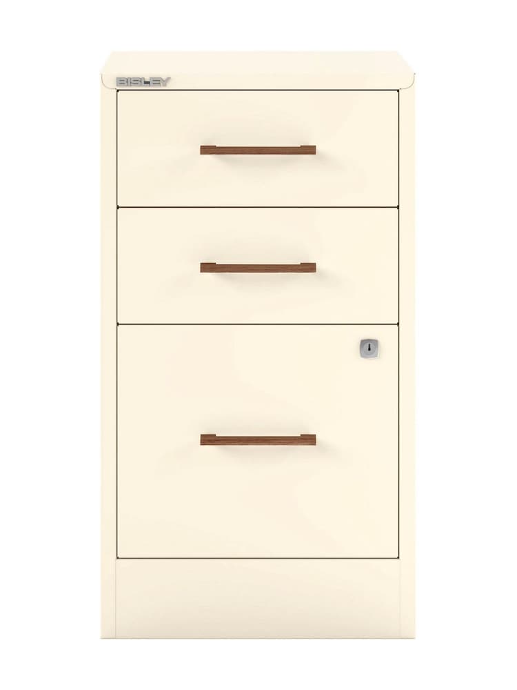 Bisley Chalk Home Filer Filing Cabinet with Walnut 3 Door Handles - Image 2 of 3 Bisley Chalk Home Filer Filing Cabinet with Walnut 3 Door Handles - Image 2 of 3