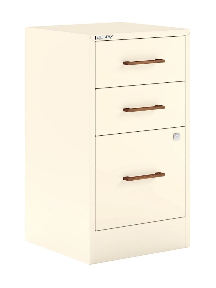 Bisley Chalk Home Filer Filing Cabinet with Walnut 3 Door Handles - Image 3 of 3 Bisley Chalk Home Filer Filing Cabinet with Walnut 3 Door Handles - Image 3 of 3