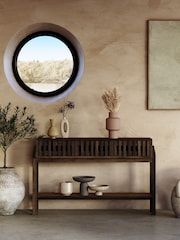 Abigail Ahern Zebrano and  Dark Stained Ash Batten 3 Drawer Console Table - Image 1 of 5