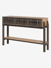 Abigail Ahern Zebrano and  Dark Stained Ash Batten 3 Drawer Console Table - Image 2 of 5