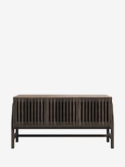 Abigail Ahern Zebrano and  Dark Stained Ash Batten 3 Door Wide Storage Unit - Image 2 of 5