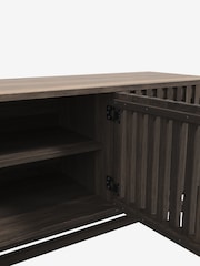 Abigail Ahern Zebrano and  Dark Stained Ash Batten 3 Door Wide Storage Unit - Image 5 of 5