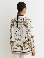 Reiss Ivory/Brown Ellis Foulard-Print Concealed-Placket Shirt - Image 5 of 6