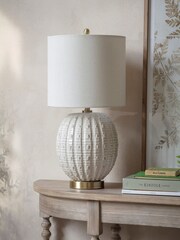 One.World White Rothbury Ribbed Table Lamp - Image 1 of 3