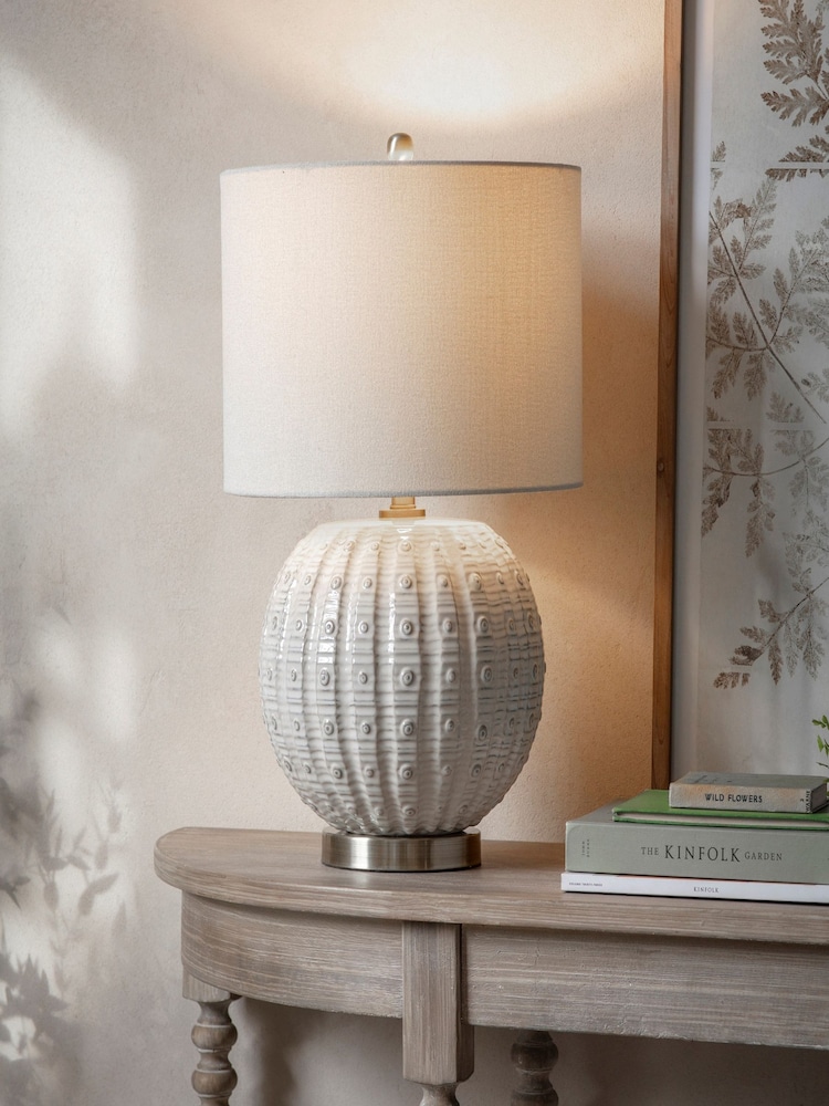 One.World White Rothbury Ribbed Table Lamp - Image 2 of 3 One.World White Rothbury Ribbed Table Lamp - Image 2 of 3