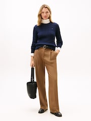 Tommy Hilfiger Blue Cable Knit Crew Neck Jumper - Image 3 of 5