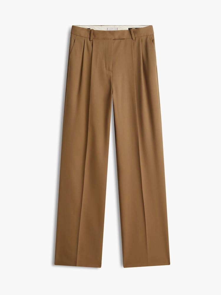 Tommy Hilfiger Brown Timeless Wool Blend Relaxed Straight Trousers - Image 5 of 5 Tommy Hilfiger Brown Timeless Wool Blend Relaxed Straight Trousers - Image 5 of 5