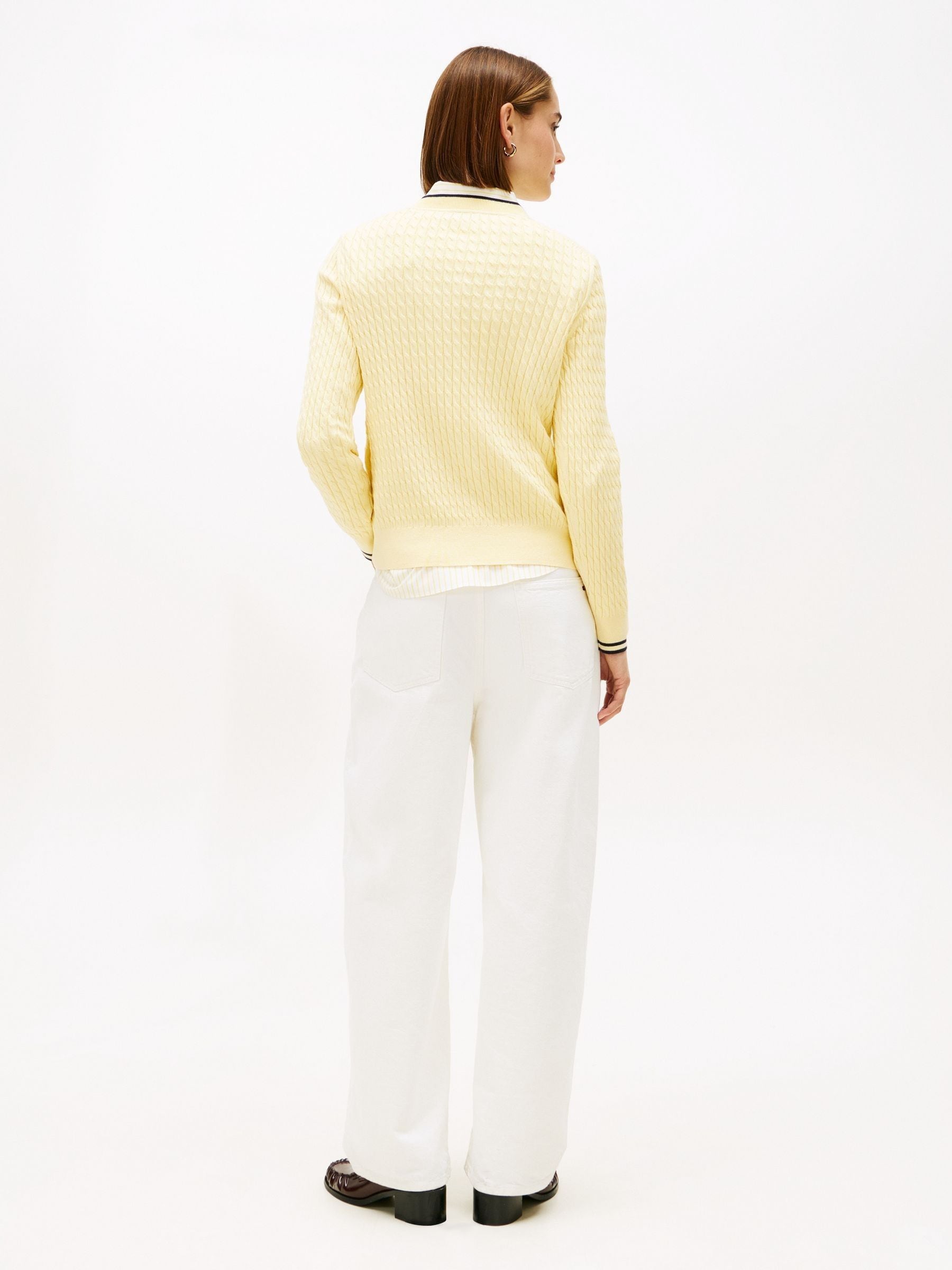 Buy Tommy Hilfiger Yellow Cable Knit V-Neck Jumper from Next USA