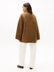 Tommy Hilfiger Brown Wool Blend Funnel Neck Oversized Coat - Image 2 of 6