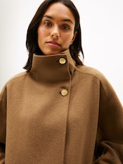 Tommy Hilfiger Brown Wool Blend Funnel Neck Oversized Coat - Image 4 of 6