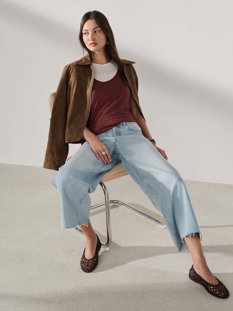 Red/White Sheer Layered Vest Top - Image 2 of 8