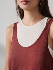 Red/White Sheer Layered Vest Top - Image 4 of 8