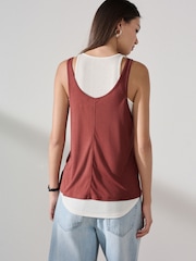 Red/White Sheer Layered Vest Top - Image 5 of 8