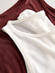 Red/White Sheer Layered Vest Top - Image 7 of 8