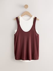 Red/White Sheer Layered Vest Top - Image 8 of 8
