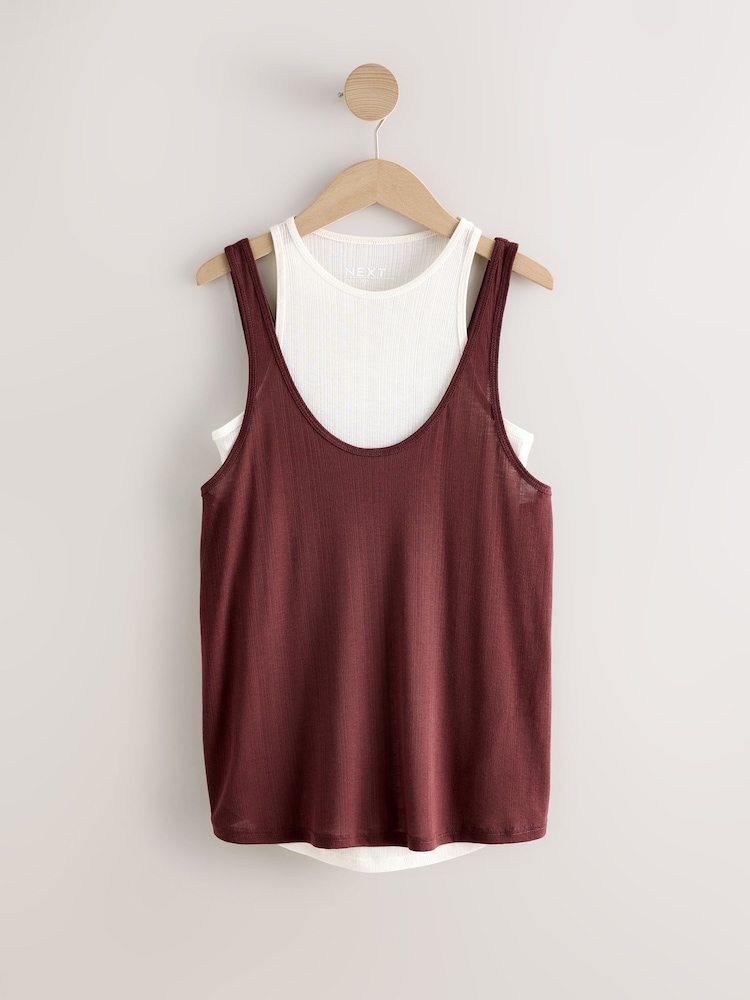 Red/White Sheer Layered Vest Top - Image 8 of 8