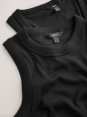Black Ribbed Racer Tank Vest Sleeveless Top - Image 4 of 5