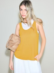 Yellow/White Sheer Layered Vest Top - Image 1 of 11