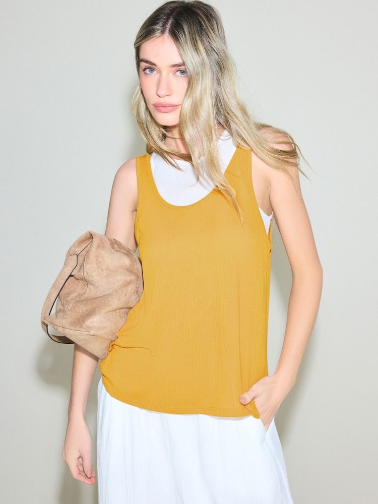 Yellow/White Sheer Layered Vest Top - Image 1 of 11