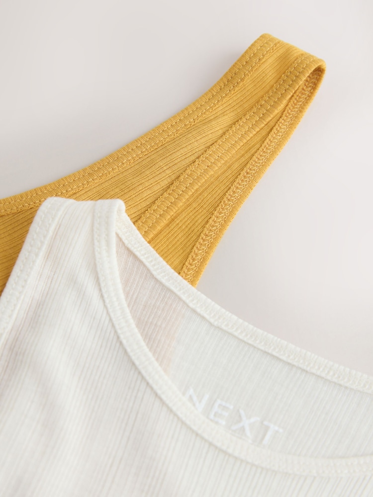 Yellow/White Sheer Layered Vest Top - Image 11 of 11