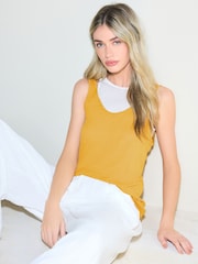 Yellow/White Sheer Layered Vest Top - Image 3 of 11