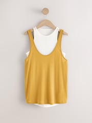 Yellow/White Sheer Layered Vest Top - Image 6 of 11