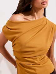 Friends Like These X Lucy Mecklenburgh Ochre Yellow Draped Off The Shoulder Top - Image 2 of 4