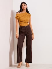 Friends Like These X Lucy Mecklenburgh Ochre Yellow Draped Off The Shoulder Top - Image 3 of 4