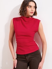 Friends Like These Red Ruched Sleeveless Top - Image 1 of 4