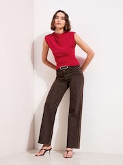 Friends Like These Red Ruched Sleeveless Top - Image 4 of 4