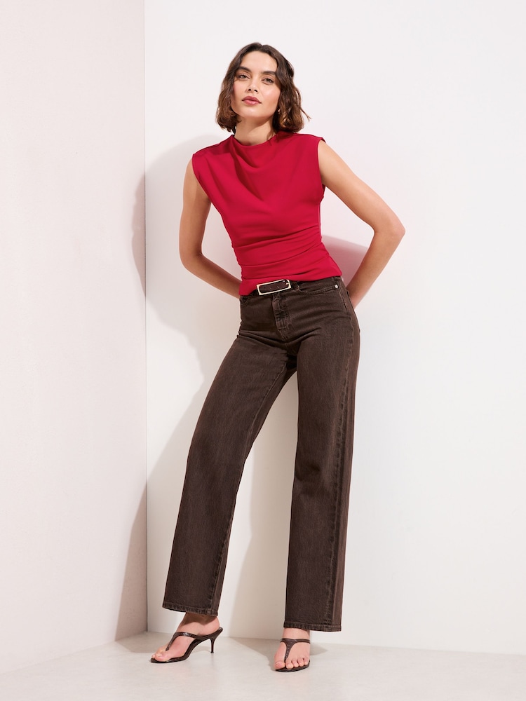 Friends Like These Red Ruched Sleeveless Top - Image 4 of 4